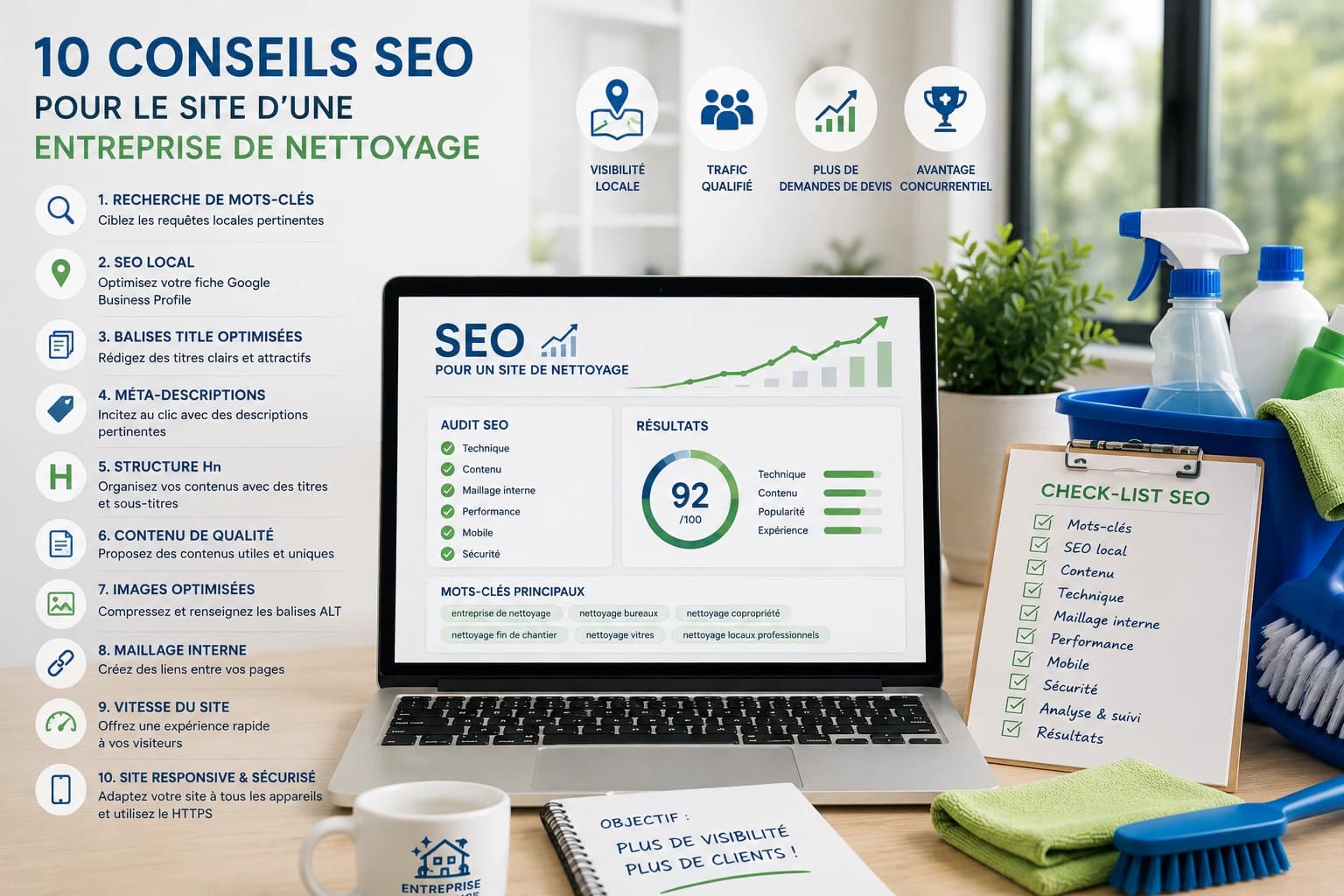 10 conseils SEO pour le site d'une entreprise de nettoyage