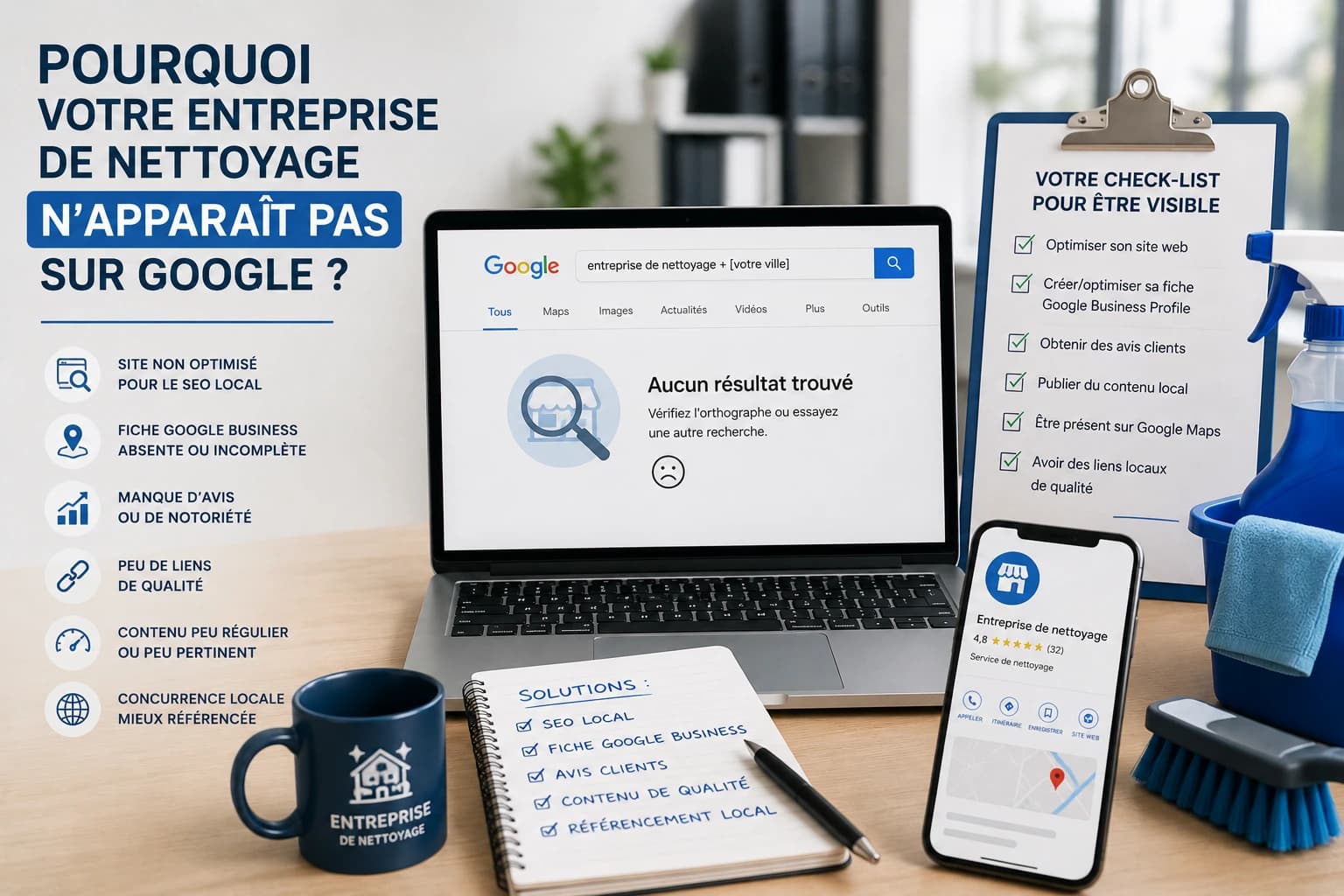 Pourquoi votre entreprise de nettoyage n’apparaît pas sur Google ?